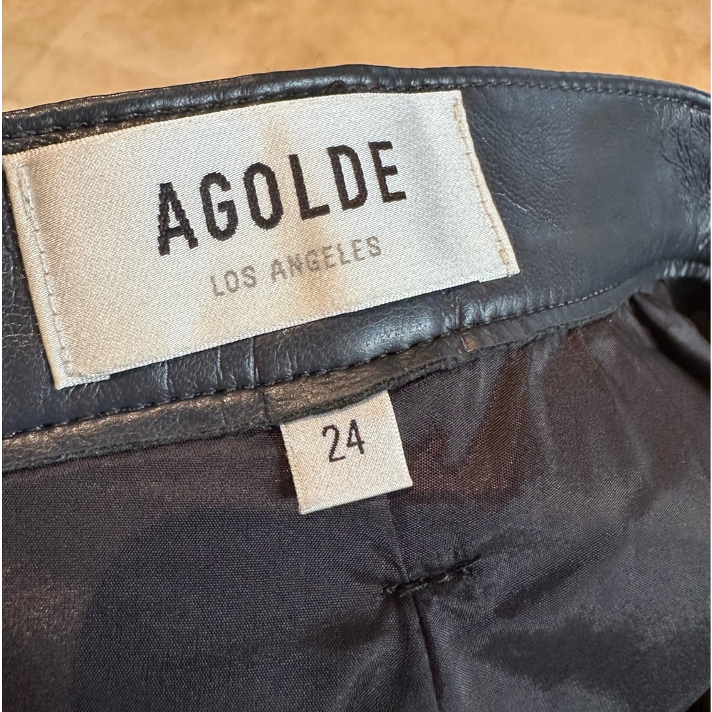 AGOLDE 90s Pinch Waist recycled leather gray pants 24 - Picture 6 of 12